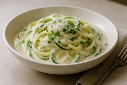 Garlic Butter Zucchini Noodles (Keto Alfredo)